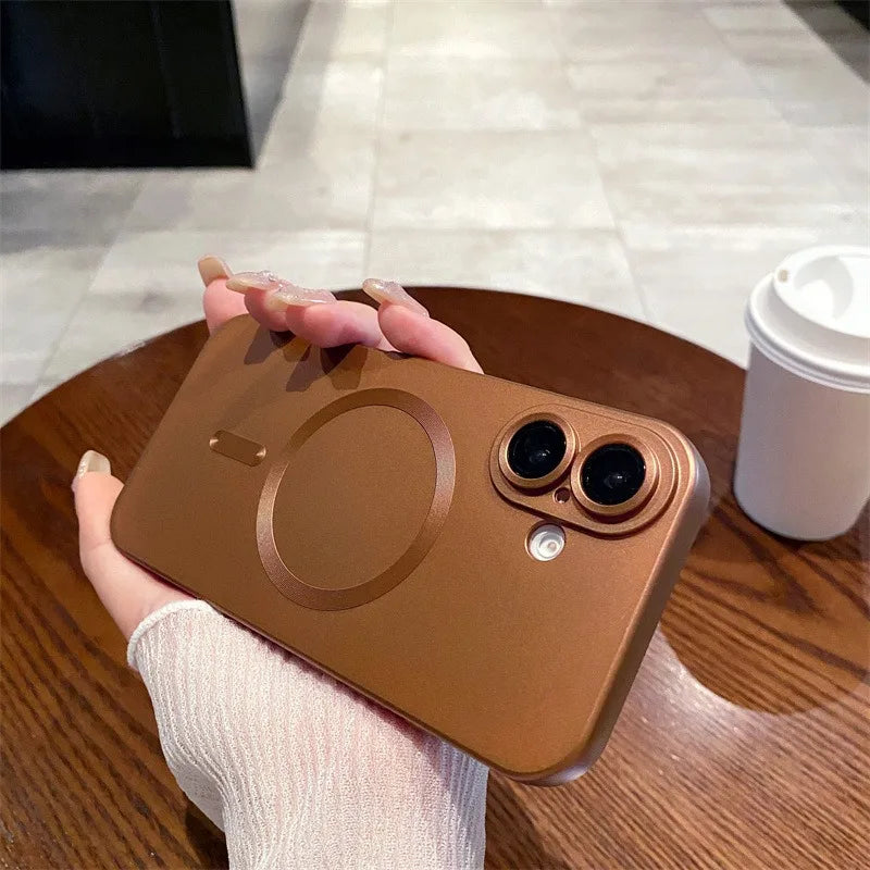 For Magsafe Magnetic Wireless Charging Case for iPhone 16 15 14 13 12 11 Pro Max 7 8 Plus Matte Soft Glass Lens Protection Cover
