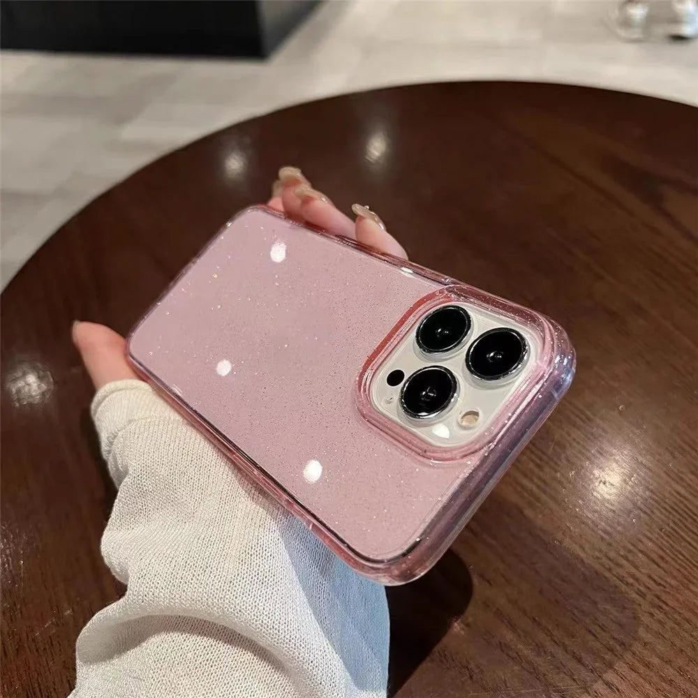 Luxury Clear Glitter Case For iPhone 16 15 14 13 12 11 Pro Max X XS Max XR 7 8 Plus Soft Transparent Silicone Cover
