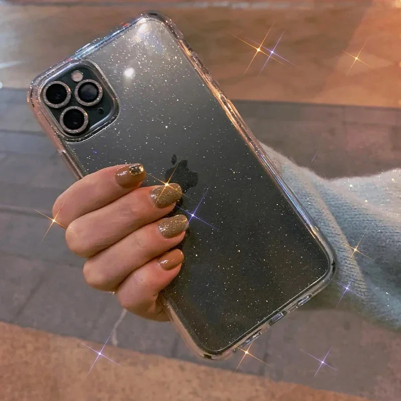 Luxury Glitter Bumper Bling Clear Case for IPhone 15 14 13 12 11 Pro Max Mini X XS Max XR 7 8 Plus 16 Pro Silicone Acrylic Cover